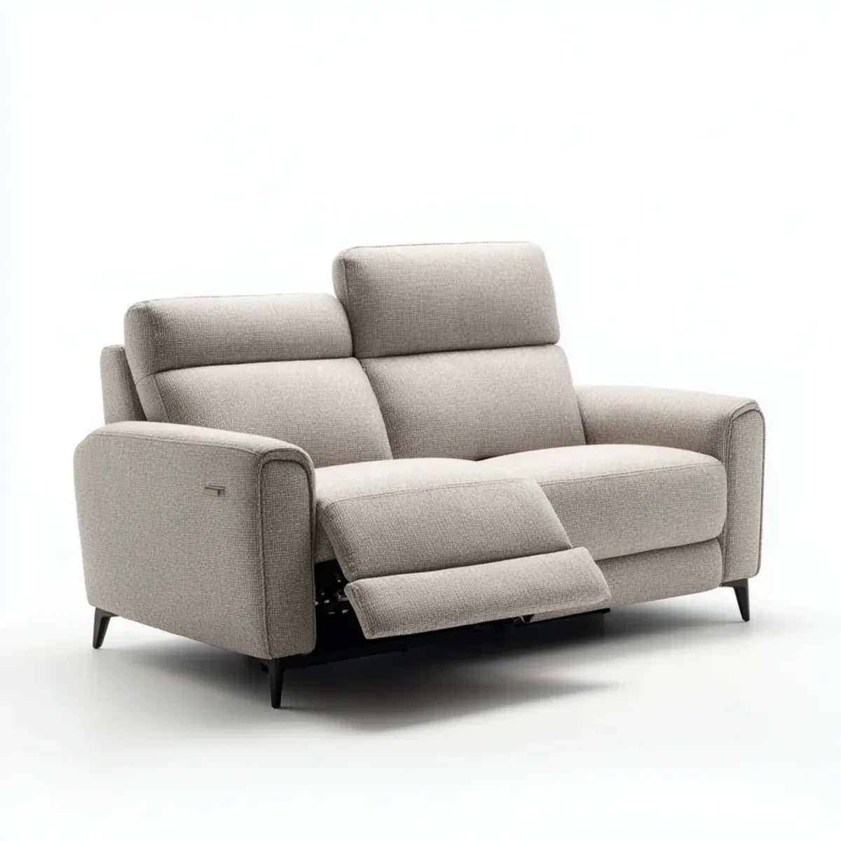 Sofa, Elektryczna rozkładana sofa 2 fotele beżowe w prostokątnym kształcie poliestru 160 x 95 x 102 cm