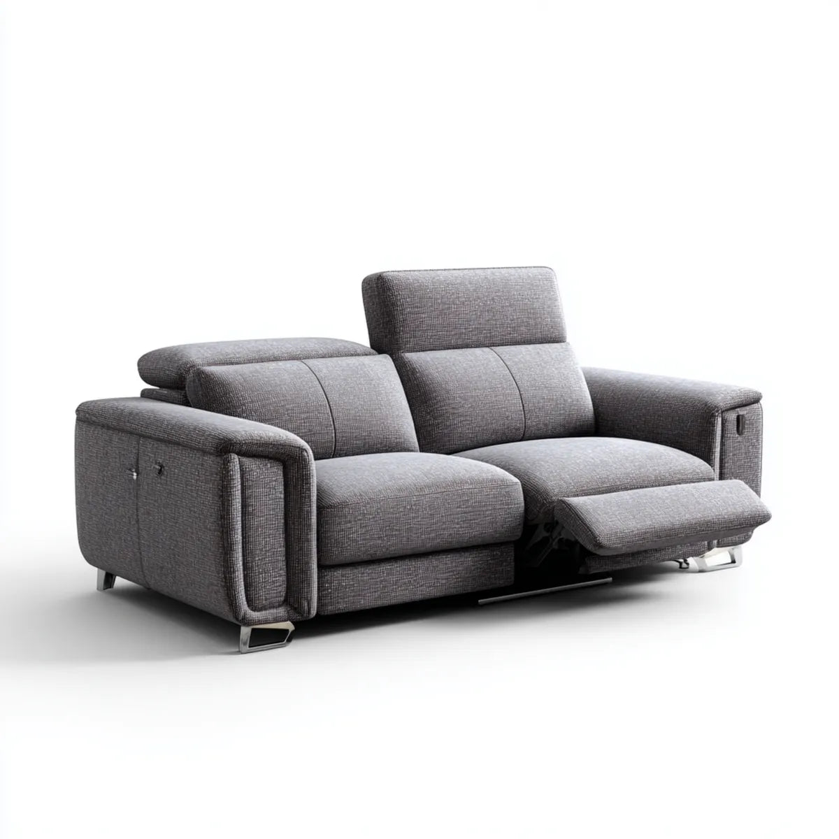 Sofa, rozkładana sofa 2 fotele szary poliester 180 x 96 x 101 cm