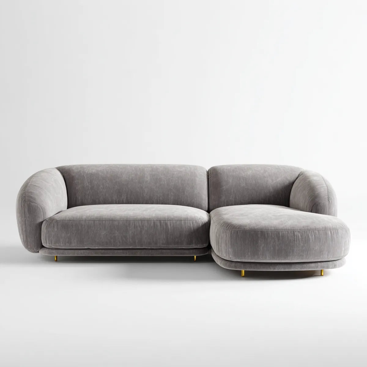 Sofa z krzesełkowym hawajem szarym 250 x 160 x 75 cm w aksamicie z efektem poliestrowym w kształcie L