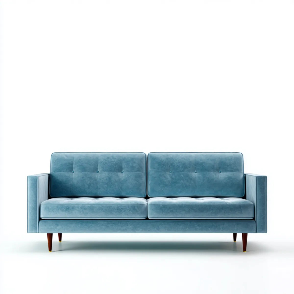 Sofa 2 miejsca niebieski w aksamitnym poliestrze prostokątna kształt 180 x 82 x 84 cm