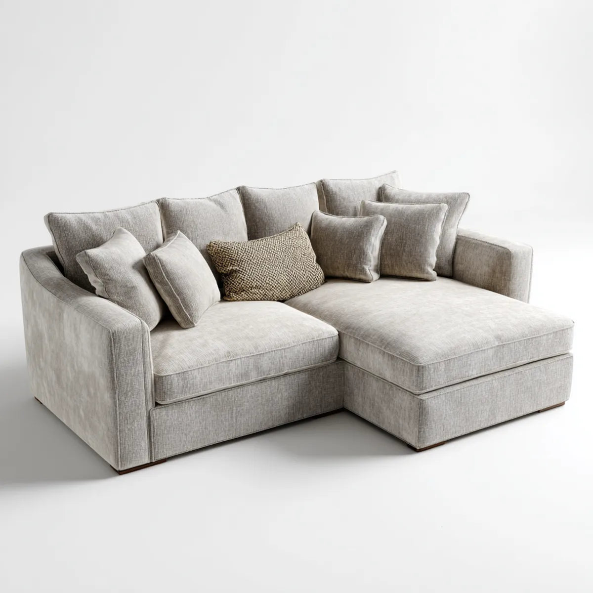 Sofa, Kanapa narożna z krzesełkiem 3 miejsca szary gołębica 250 x 165 x 85 cm w poliestrowym kształcie L