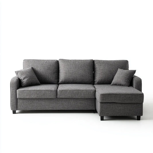 Sofa, Kanapa narożna z reklamacją ciemnoszary 230 x 145 x 85 cm poliester prostokątna