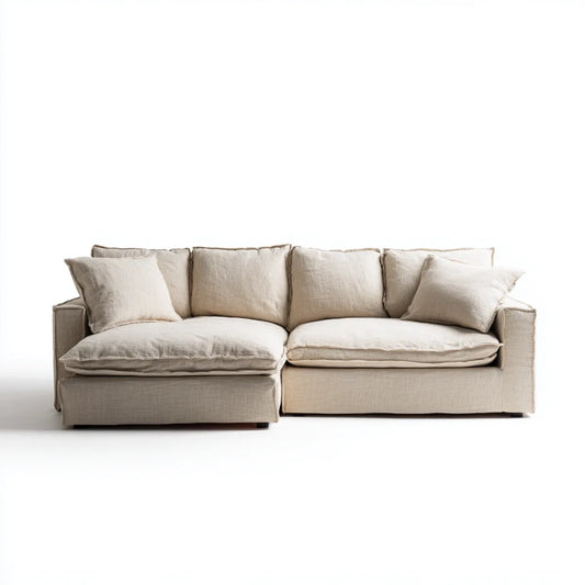 sofa 3-osobowa 2-częściowa beżowa 240 x 100 x 85 cm poliestrowy prostokątna