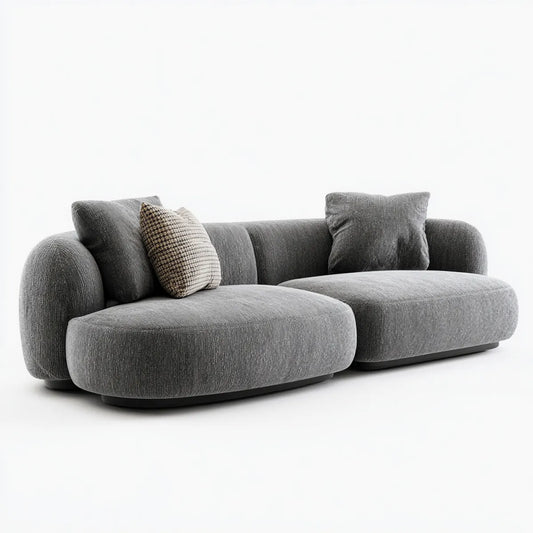 Sofa 3-osobowa Ciemnoszara 240 x 105 x 70 cm, aksamitny kształt poliestrowego sznura