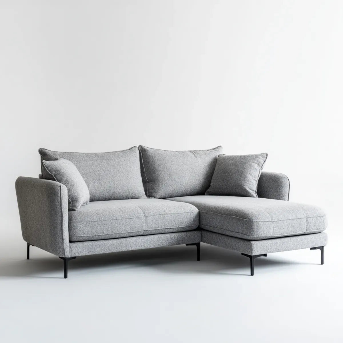 Sofa, Kanapa narożna z krzesełkiem z szarym hakiem 250 x 160 x 85 cm poliester 3 siedzenia