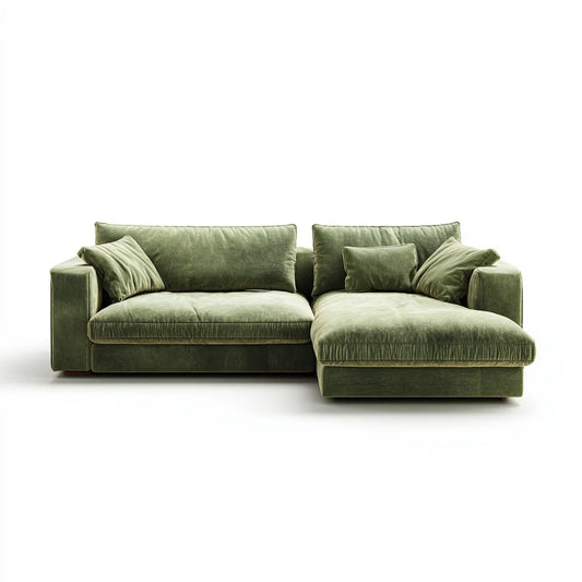 Sofa, Rożna sofa 3 oliwkowe zielone miejsca z szewcem longi poliestrowy aksamit bok 280 x 170 x 85 cm