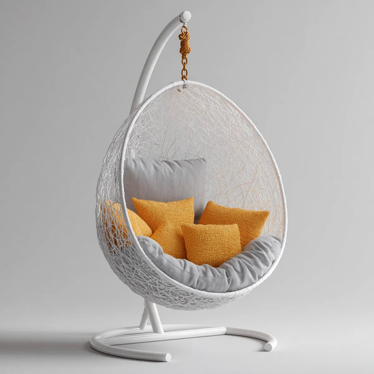 Hamak lub fotel wiszący, Biały ogród Egg Wiszące fotel 105 x 95 x 195 cm w stali i rattan PE