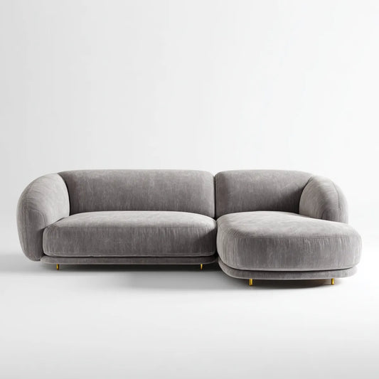 Sofa z krzesełkowym hawajem szarym 250 x 160 x 75 cm w aksamicie z efektem poliestrowym w kształcie L