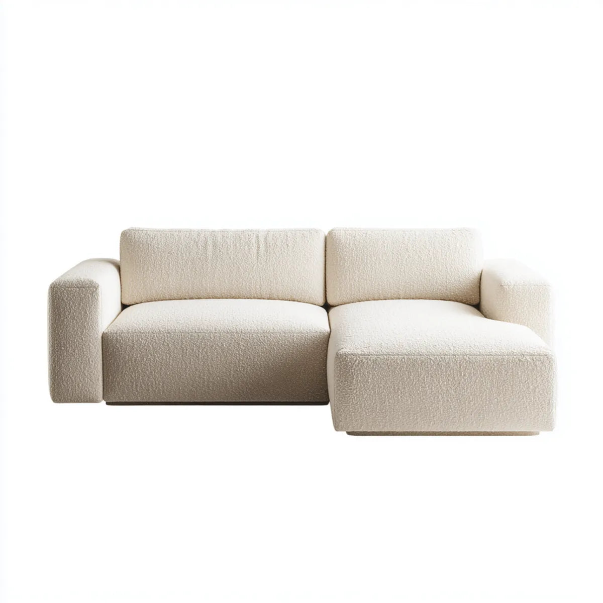 Sofa, Modułowa 2-osobowa sofa z szezlongiem prawy krem bookle poliester 250 x 160 x 75 cm