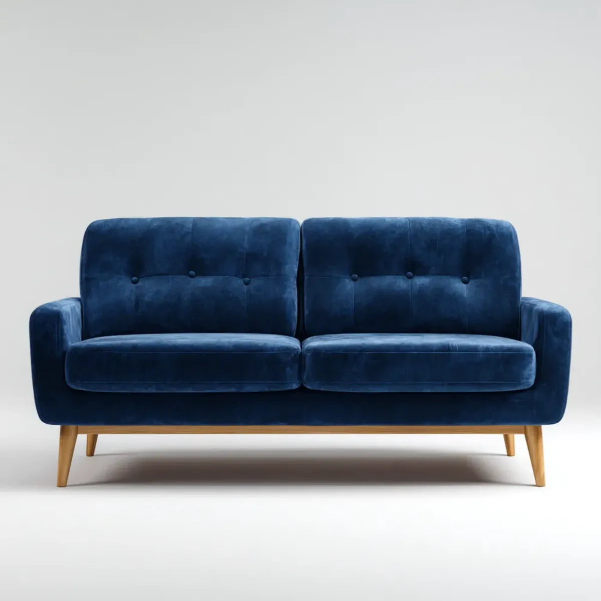 Sofa 2 granatowe miejsca w aksamicie poliestrowym z litymi nogami z drewna 150 x 82 x 84 cm prostokątne