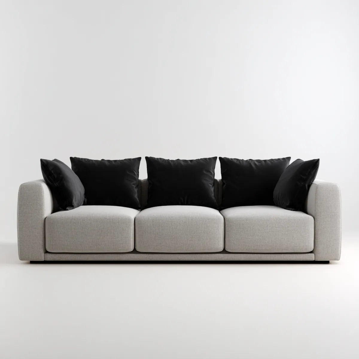 Sofa 3 umieszcza jasnoszary i czarny 230 x 95 x 82 cm w poliestrze o kształcie liniowym