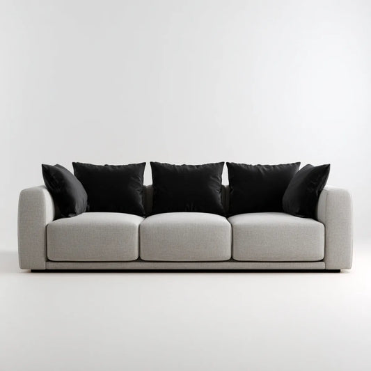 Sofa 3 umieszcza jasnoszary i czarny 230 x 95 x 82 cm w poliestrze o kształcie liniowym