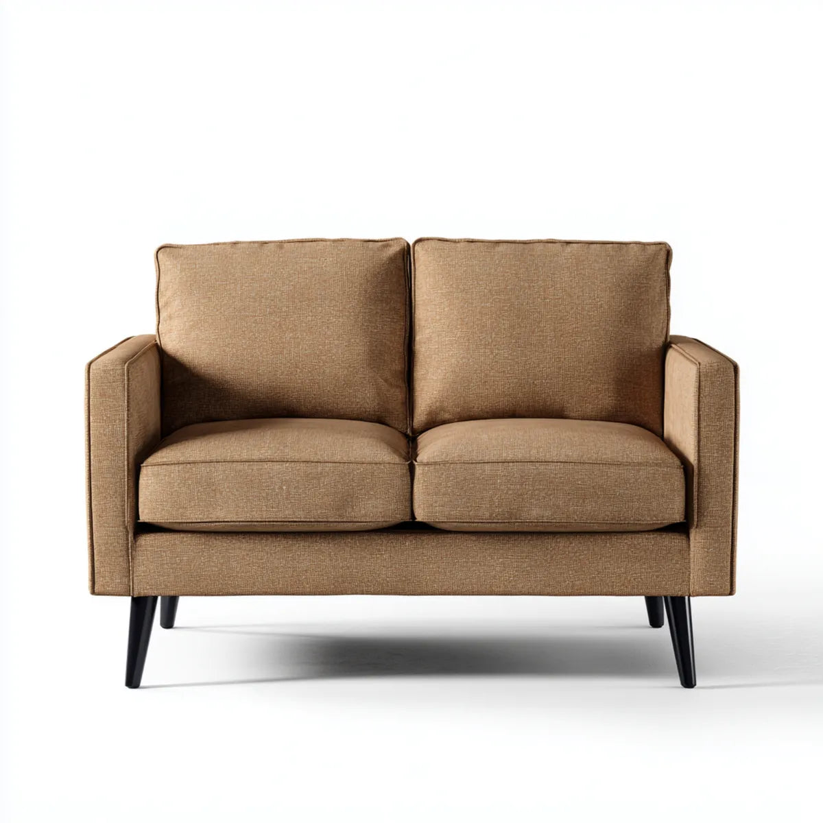 Sofa 2 fotele brązowy poliester ze stalową stopą 140 x 80 x 85 cm