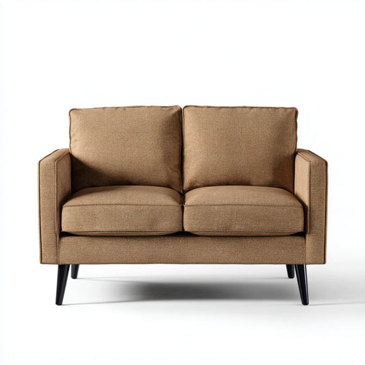 Sofa 2 fotele brązowy poliester ze stalową stopą 140 x 80 x 85 cm