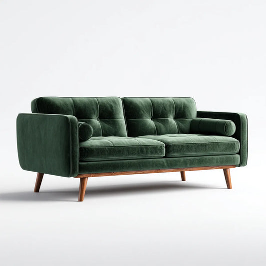Sofa, 3 ciemnozielone sofa w prostokątnym poliestrowym aksamicie 200 x 90 x 85 cm