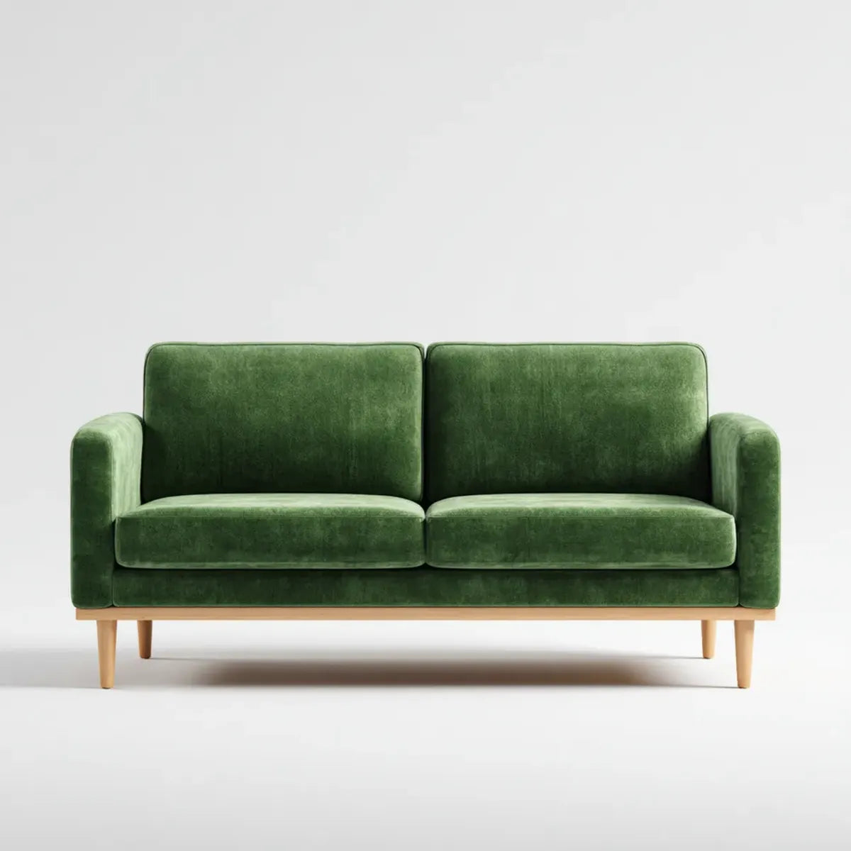 Sofa 2 miejsca zielony w aksamit poliestrowy z nogami w hewea stały 165 x 85 x 82 cm prostokątna
