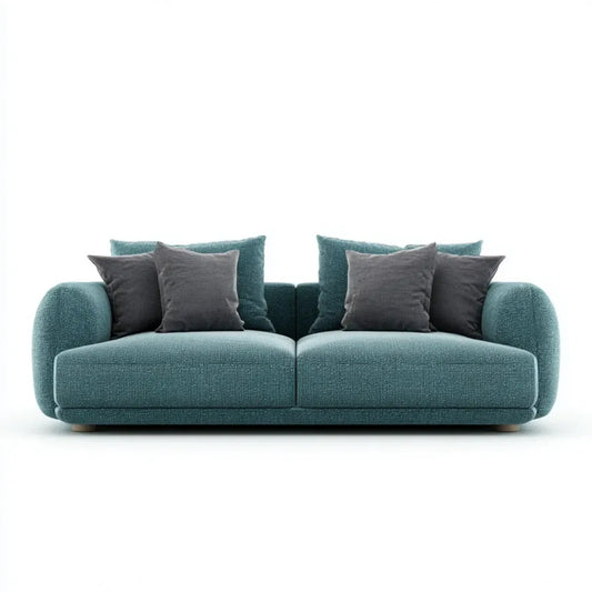 Sofa, 3 kanapa fotelik morska zieleń i szary z poduszkami poliestrowymi 220 x 95 x 78 cm