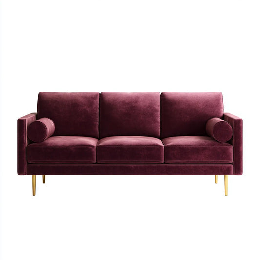Sofa, 3 fotela w poliestrowym aksamicie 210 x 85 x 86 cm prostokątna