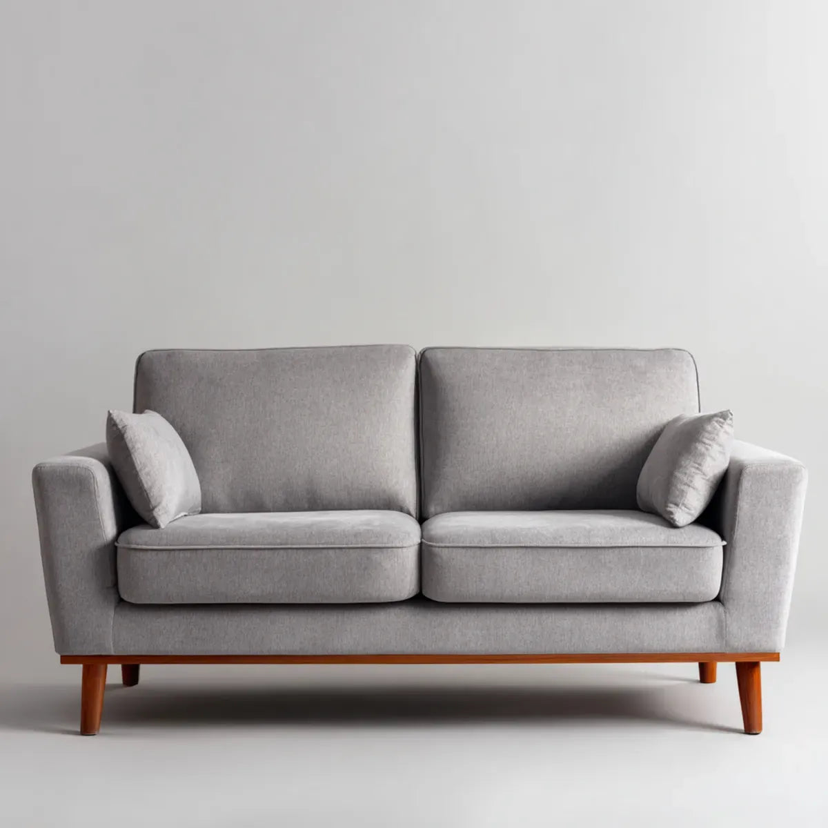 Sofa 2 umieszcza szary 170 x 86 x 84 cm w poliestrze z litą ramą z drewna