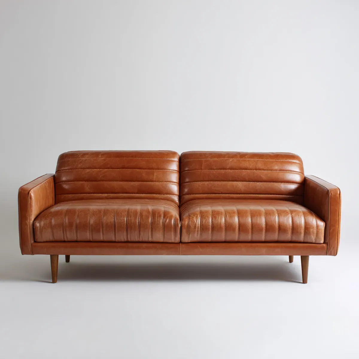 Sofa, 2-fotelowa sofa Cognac 180 x 82 x 82 cm ze sztuczną pokrywą ze skóry PU prostokątną