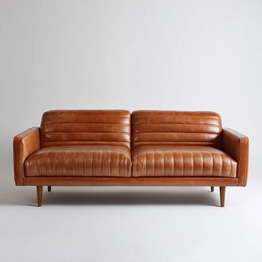 Sofa, 2-fotelowa sofa Cognac 180 x 82 x 82 cm ze sztuczną pokrywą ze skóry PU prostokątną