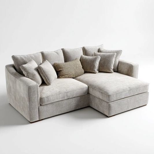Sofa, Kanapa narożna z krzesełkiem 3 miejsca szary gołębica 250 x 165 x 85 cm w poliestrowym kształcie L